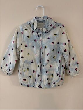 Disney Light Blue Hooded Anorak jacket with Pink & Yellow Minnie Print
